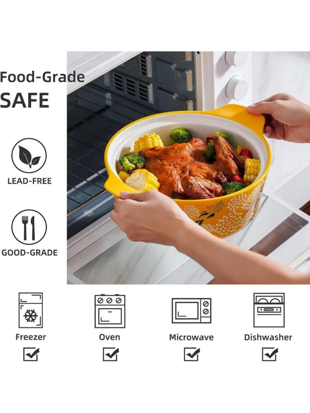 Ceramic Casserole Dish with Lid - Versatile Oven Baking Dish for Home Cooking